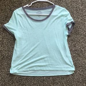 Light blue top with grey edges
